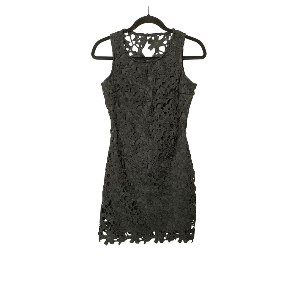 Tweeze Me Black Floral Eyelet Lace Sleeveless Mini Dress Women’s Size Small‎ LBD